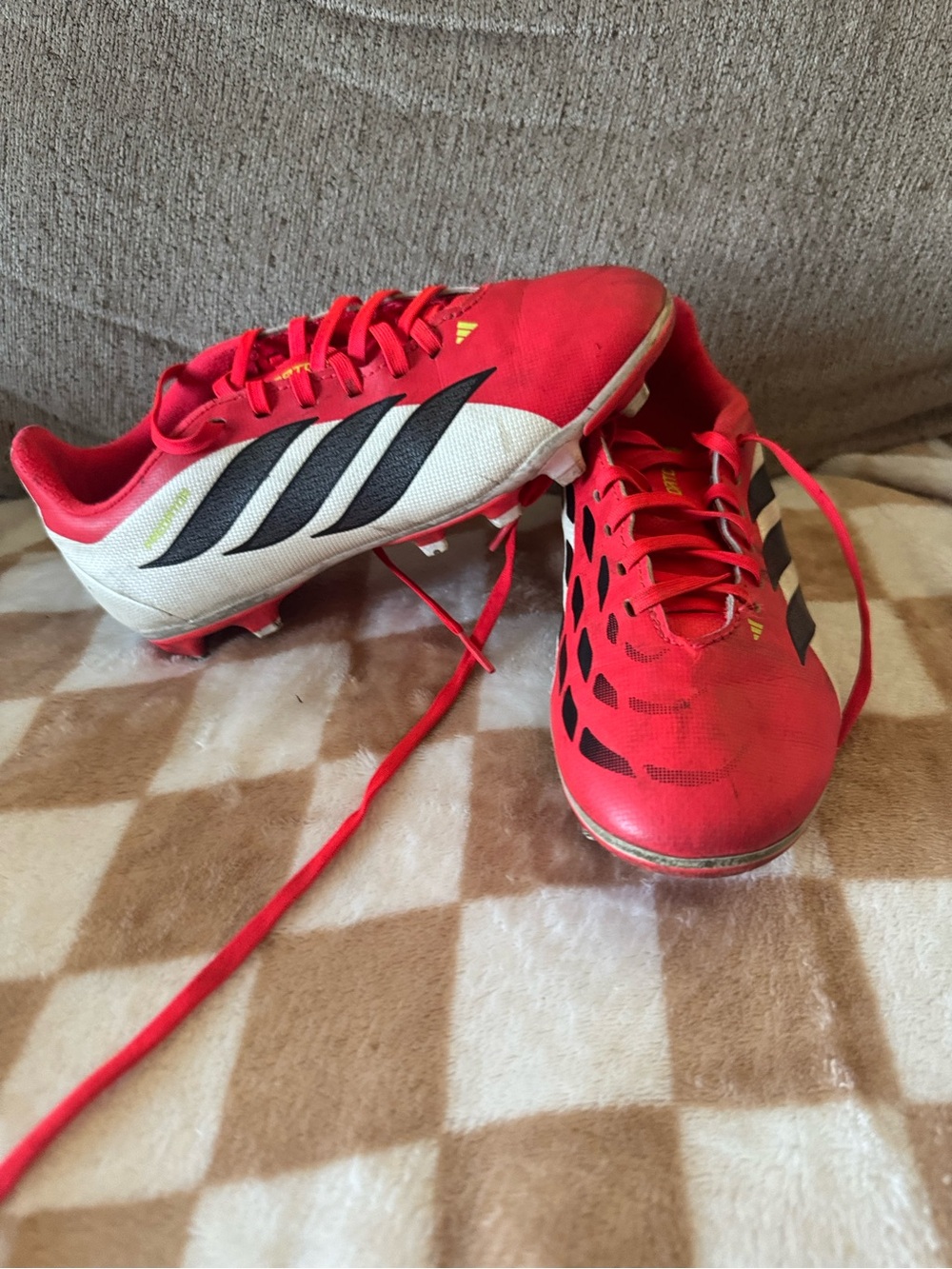 adidas Kids Red and White Soccer Cleats